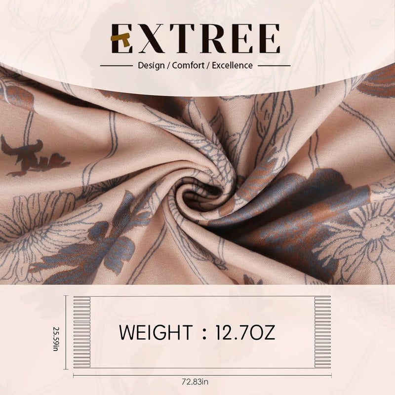 EXTREE Scarfs for Women Pashmina Silky Shawl Wrap for Evening Dressing Blanket Open Front Poncho Cape - Image 2